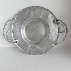 VTG Farberware Wrought Hammered Aluminum TRAY FLORAL TWISTED Handles Brooklyn NY